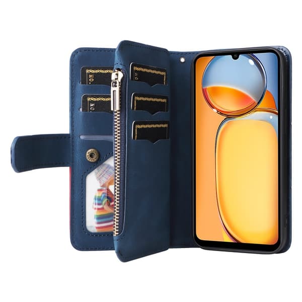 KT Wallet Case til Xiaomi Redmi 13C - Blå-Rød