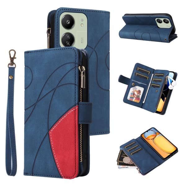 KT Wallet Case til Xiaomi Redmi 13C - Blå-Rød