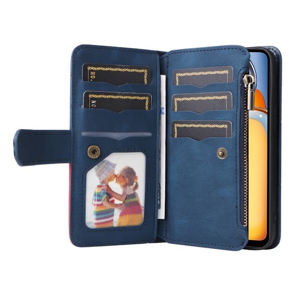 KT Wallet Case til Xiaomi Redmi 13C - Blå-Rød
