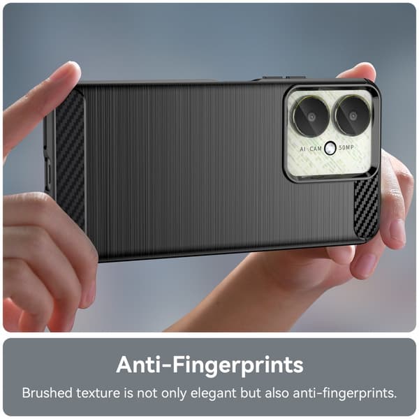 Til Xiaomi Redmi 13C Carbon fiber tekstur Cover Back - Sort