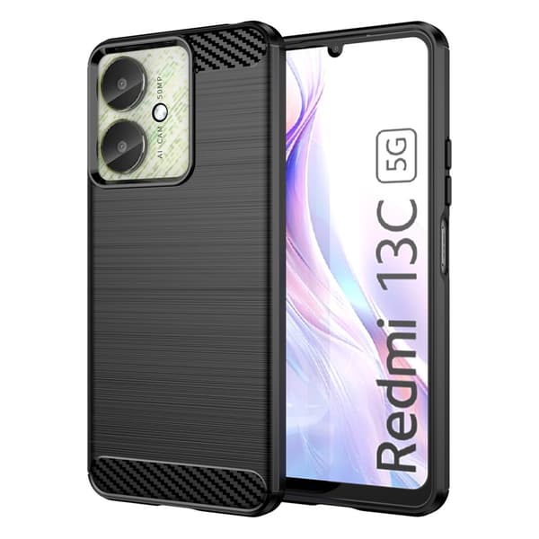 Til Xiaomi Redmi 13C Carbon fiber tekstur Cover Back - Sort