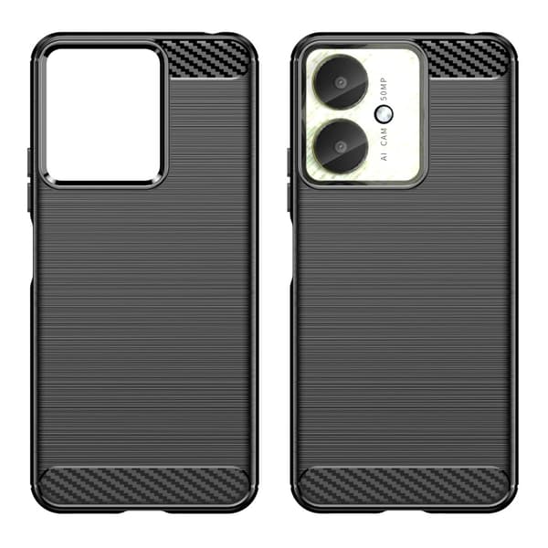 Til Xiaomi Redmi 13C Carbon fiber tekstur Cover Back - Sort