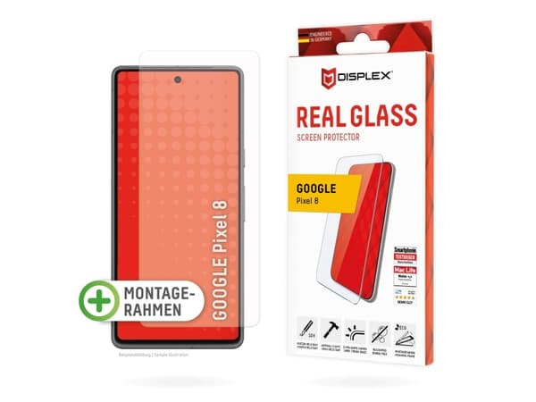 Displex 01838, Google, Pixel 8, Torr applicering, Dammresistent, Slagtålig, Reptålig, Stöttålig, Transparent, 1 styck