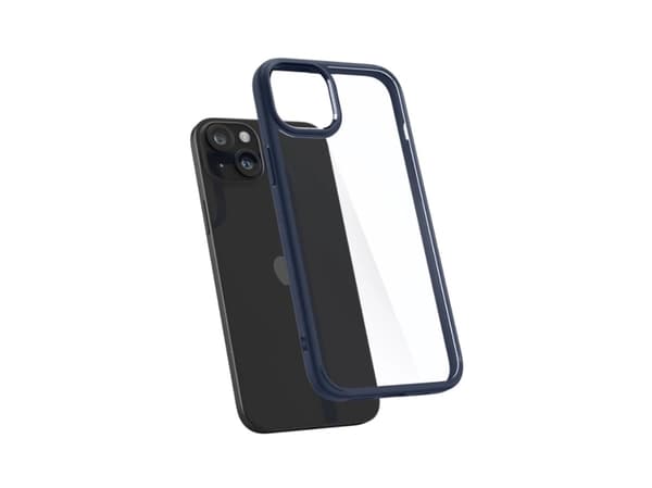 Spigen Crystal Hybrid, Omslag, Apple, iPhone 15 Plus, 17 cm (6.7"), Marinblå, Transparent