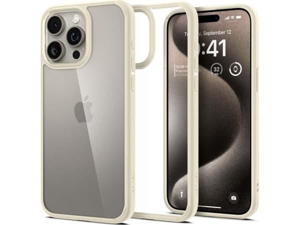 Spigen ACS06448, Suojus, Apple, iPhone 15 Pro Max, 17 cm (6.7"), Beige, Läpinäkyvä