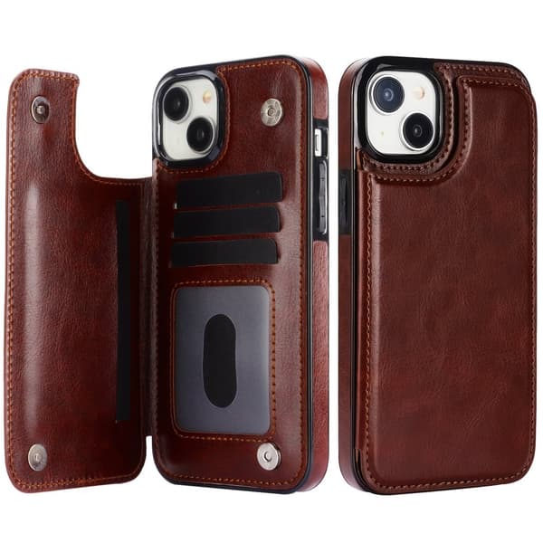 Iphone 15 - Läder Fodral med 3-kortfack