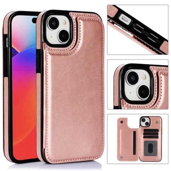 Iphone 15 - Läder Fodral med 3-kortfack