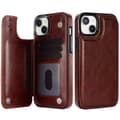 Miniatyrbild 8 av 11: Iphone 15 - Läder Fodral med 3-kortfack