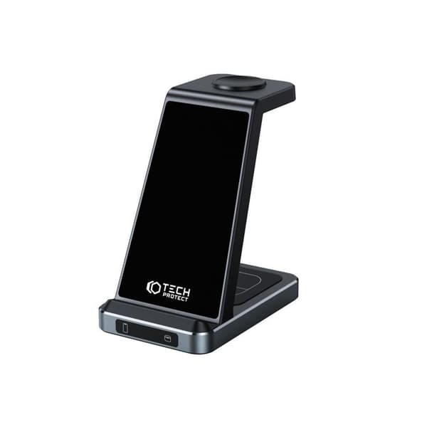 Tech-Protect 3-in-1 Trådlös Laddare iPhone, Apple Watch, AirPods - Svart
