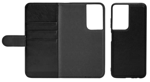 Essentials Samsung S21 Ultra PU wallet, detach, 3 card, Black