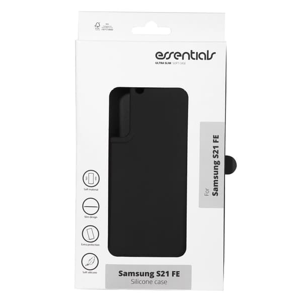 Essentials Samsung Galaxy S21 FE bakdeksel i silikon, svart