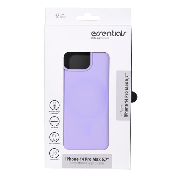 Essentials iPhone 14 Pro Max Mag bakdeksel i silikon, lilla