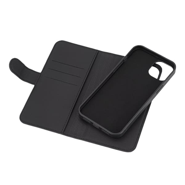 DELTACO Lommebokveske, 2-i-1, iPhone 15 Plus, magnetisk deksel, svart