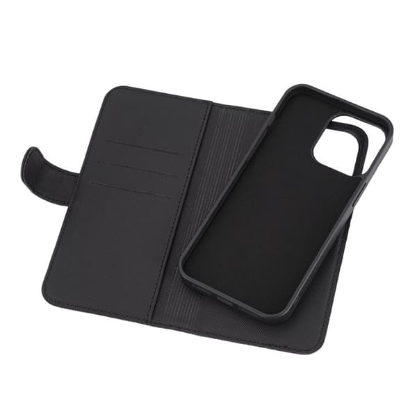 DELTACO Wallet case, 2-in-1, iPhone 15 Pro Max, magnetic cover,black