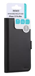 Pikkukuva 6 / 6: DELTACO Wallet case, 2-in-1, iPhone 15 Pro Max, magnetic cover,black
