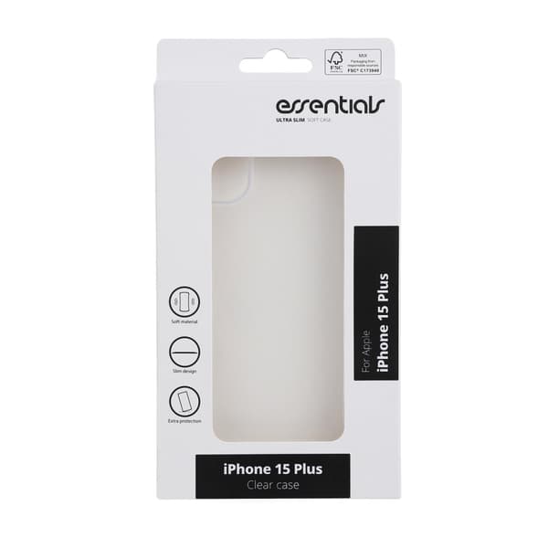 Essentials iPhone 15 Plus TPU back cover, transparent