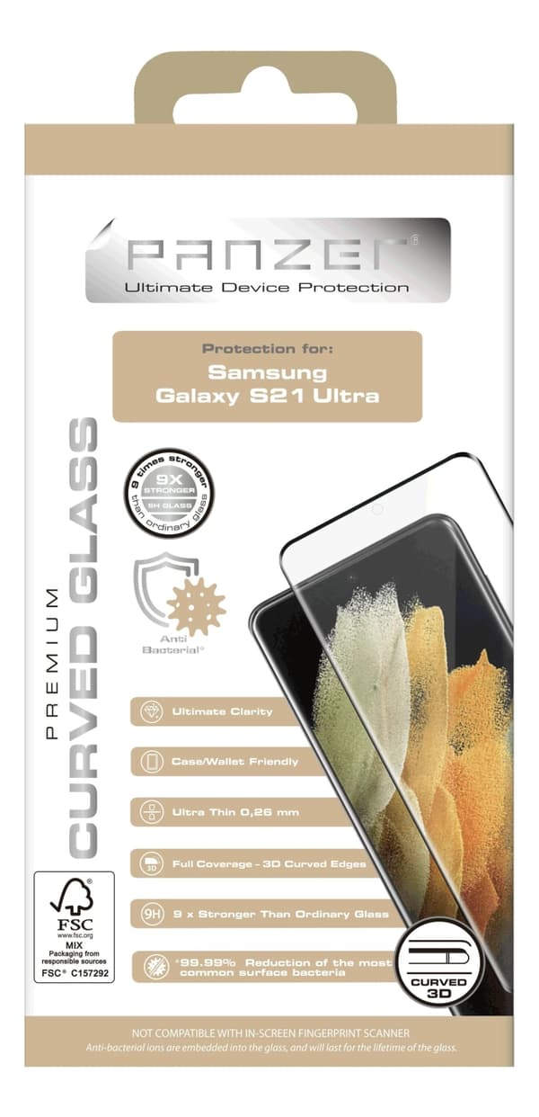 Panzer Galaxy S21 Ultra Curved Glass svart