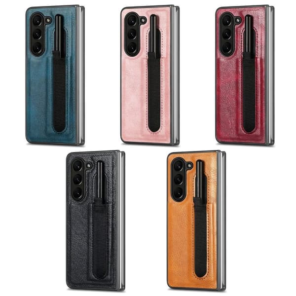 Läderfodral med pennhållare för Samsung Galaxy Z Fold 5