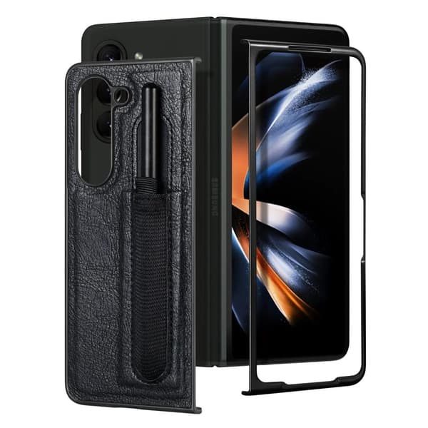 Läderfodral med pennhållare för Samsung Galaxy Z Fold 5