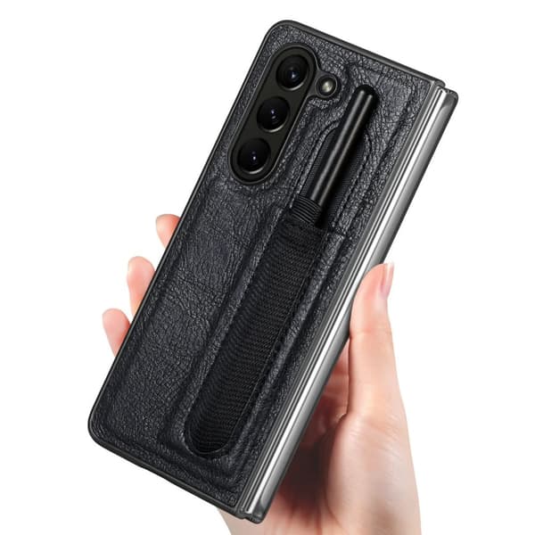 Läderfodral med pennhållare för Samsung Galaxy Z Fold 5