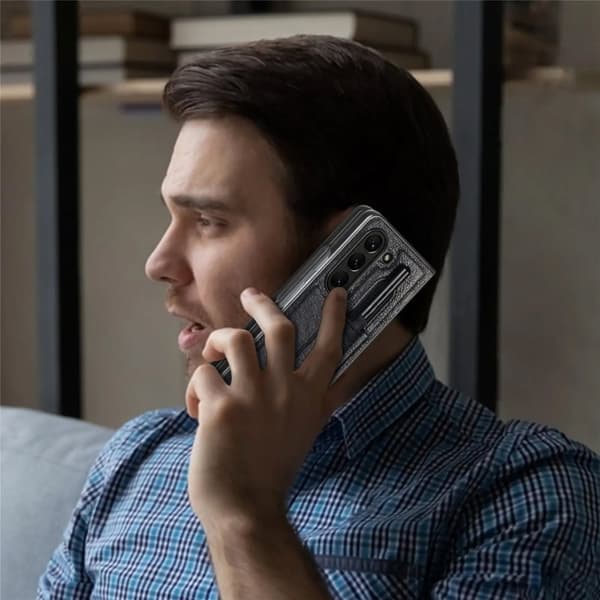 Läderfodral med pennhållare för Samsung Galaxy Z Fold 5
