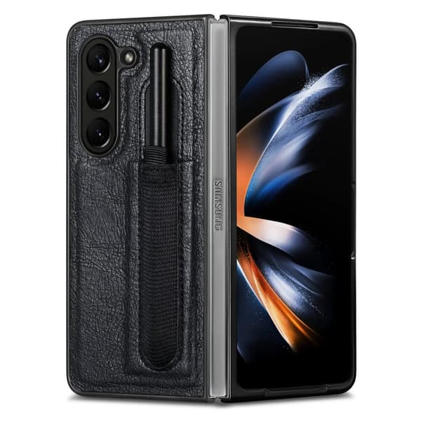 Läderfodral med pennhållare för Samsung Galaxy Z Fold 5