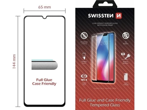 Swissten Tempered Glass with Black Edges (Frame & Case Friendly) for iPhone 15