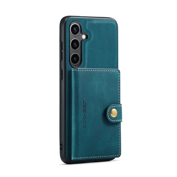 Läderplånbok med magnetiskt hållare för Galaxy S24 Grön