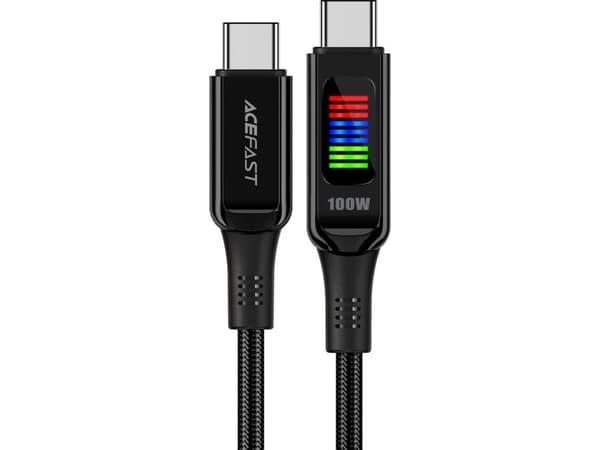 Acefast C7-03 USB-C USB-C 100W 1,2 m kabel med display - svart