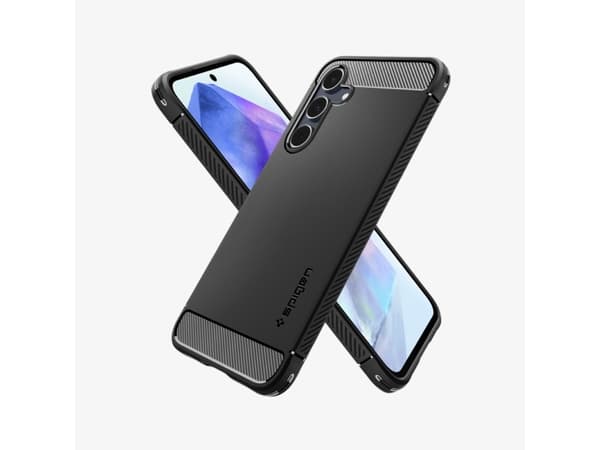 Kotelo Spigen Rugged Armor Sam A55 5G musta/musta matta ACS07500