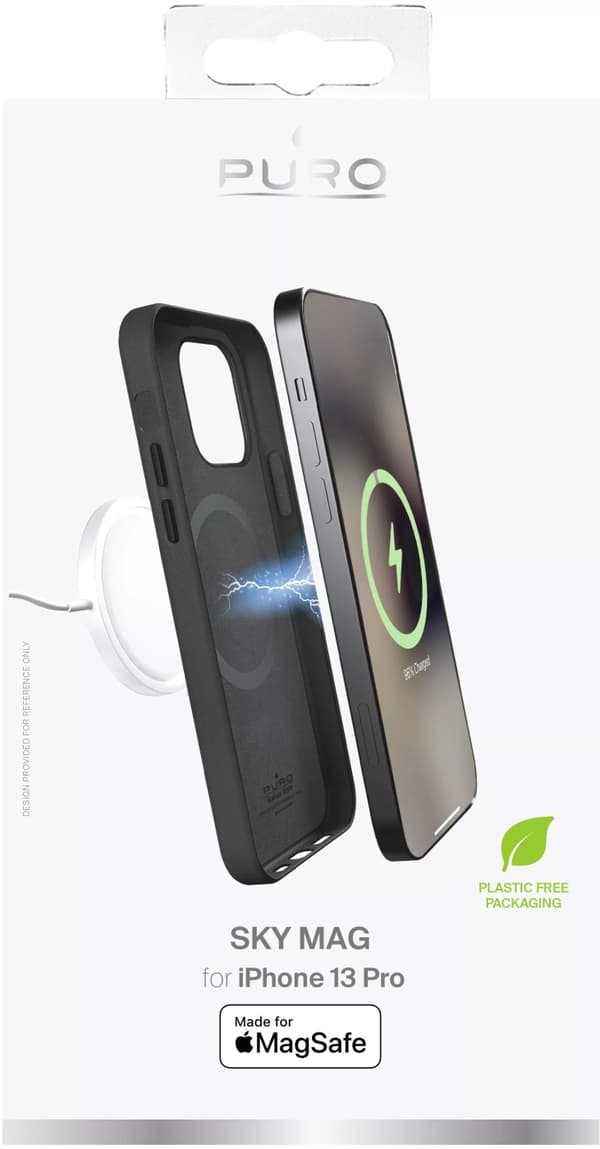 Puro iPhone 13 Pro SKYMAG-deksel i skinnutseende, svart