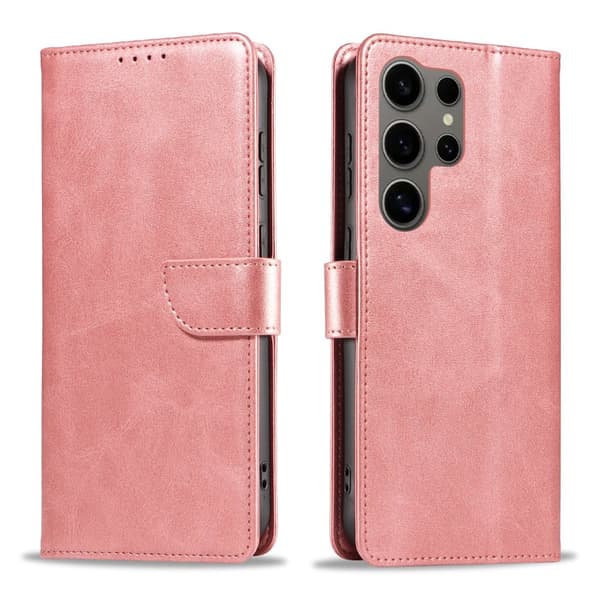 S24 Ultra - Elegant Läderplånboksfodral i 6 färger