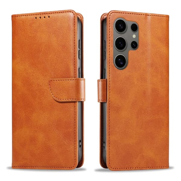 S24 Ultra - Elegant Läderplånboksfodral i 6 färger