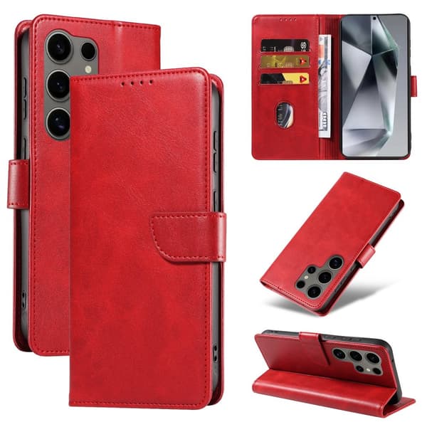 S24 Ultra - Elegant Läderplånboksfodral i 6 färger