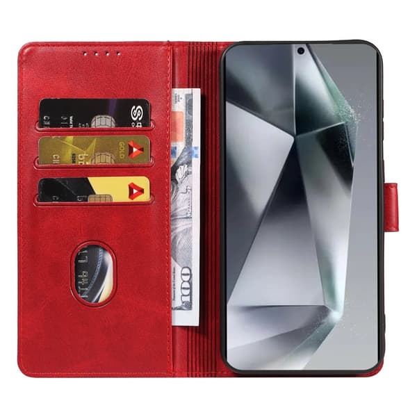 S24 Ultra - Elegant Läderplånboksfodral i 6 färger