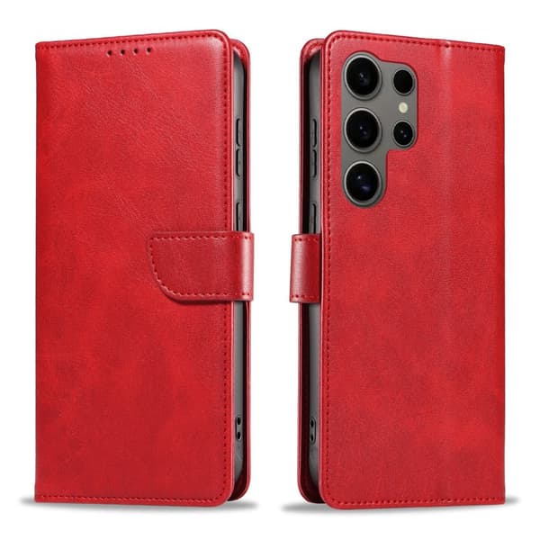 S24 Ultra - Elegant Läderplånboksfodral i 6 färger