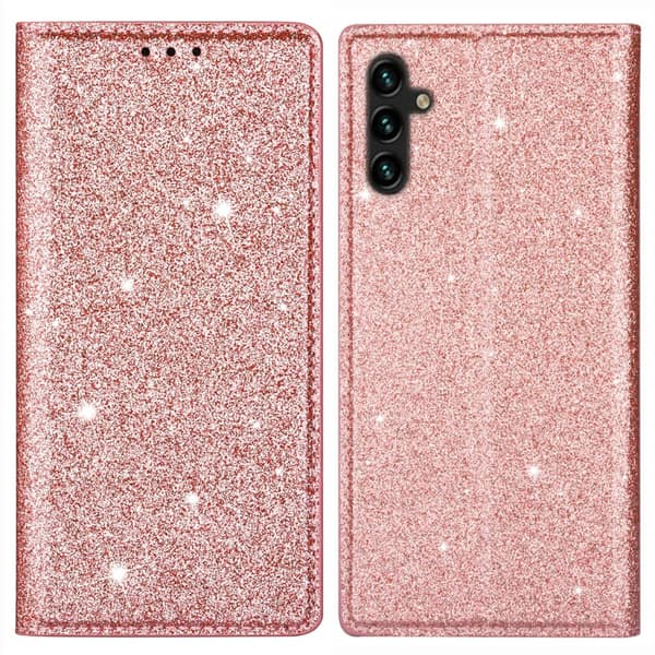 Glitter Plånboksfodral Samsung Galaxy A15 Roséguld