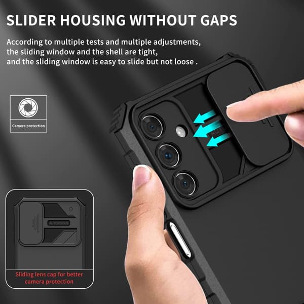 Kickstand Skal Samsung Galaxy A15 Kameraskydd Svart