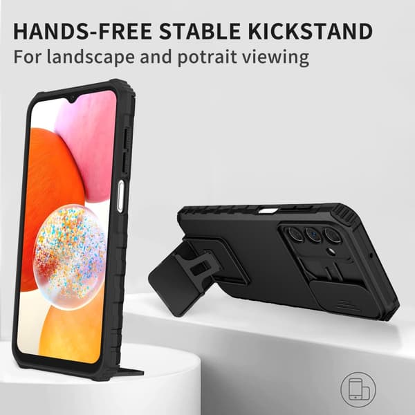 Kickstand Skal Samsung Galaxy A15 Kameraskydd Svart