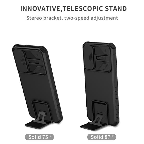 Kickstand Skal Samsung Galaxy A15 Kameraskydd Svart