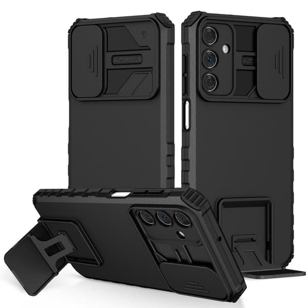 Kickstand Skal Samsung Galaxy A15 Kameraskydd Svart