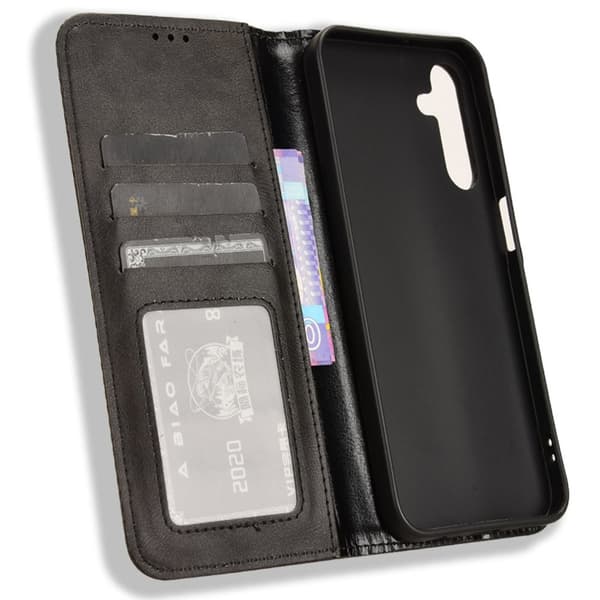 Wallet Stand Flip-telefonetui til Samsung Galaxy A15 5G - Sort