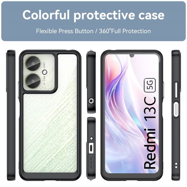 För Xiaomi Redmi 13C Fodral Skal Baksida Hybrid TPU+Akryl