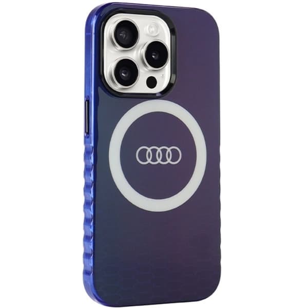 Audi iPhone 15 Pro Mobilskal Magsafe IML Big Logo - Blå