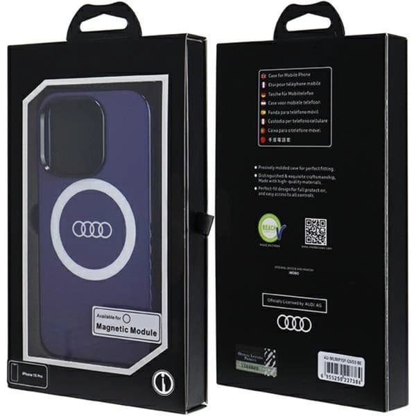 Audi iPhone 15 Pro Mobilskal Magsafe IML Big Logo - Blå