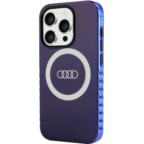 Audi iPhone 15 Pro Mobilskal Magsafe IML Big Logo - Blå