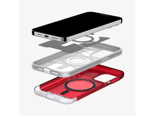 Spigen Classic C1 MagFit, Omslag, Apple, iPhone 15 Pro, 15,5 cm (6.1"), Röd