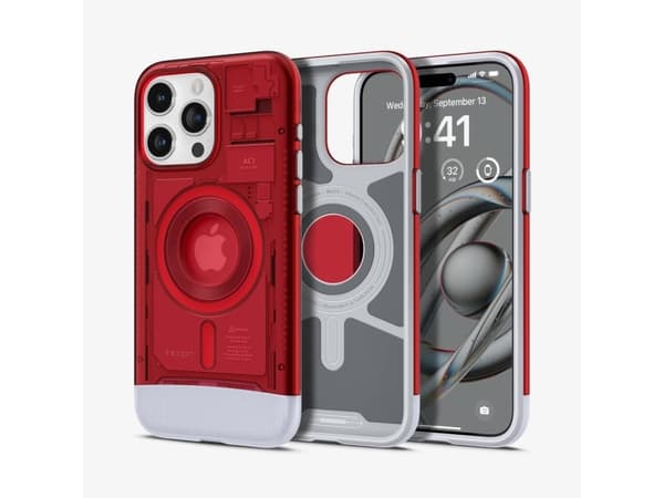 Spigen Classic C1 MagFit, Omslag, Apple, iPhone 15 Pro, 15,5 cm (6.1"), Röd