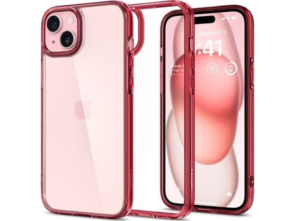 Spigen ACS06794, Omslag, Apple, iPhone 15, 15,5 cm (6.1"), Röd, Transparent