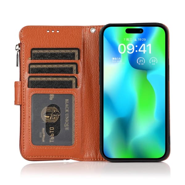 Plånboksfodral med Dragkedja - Fodral till iPhone 15